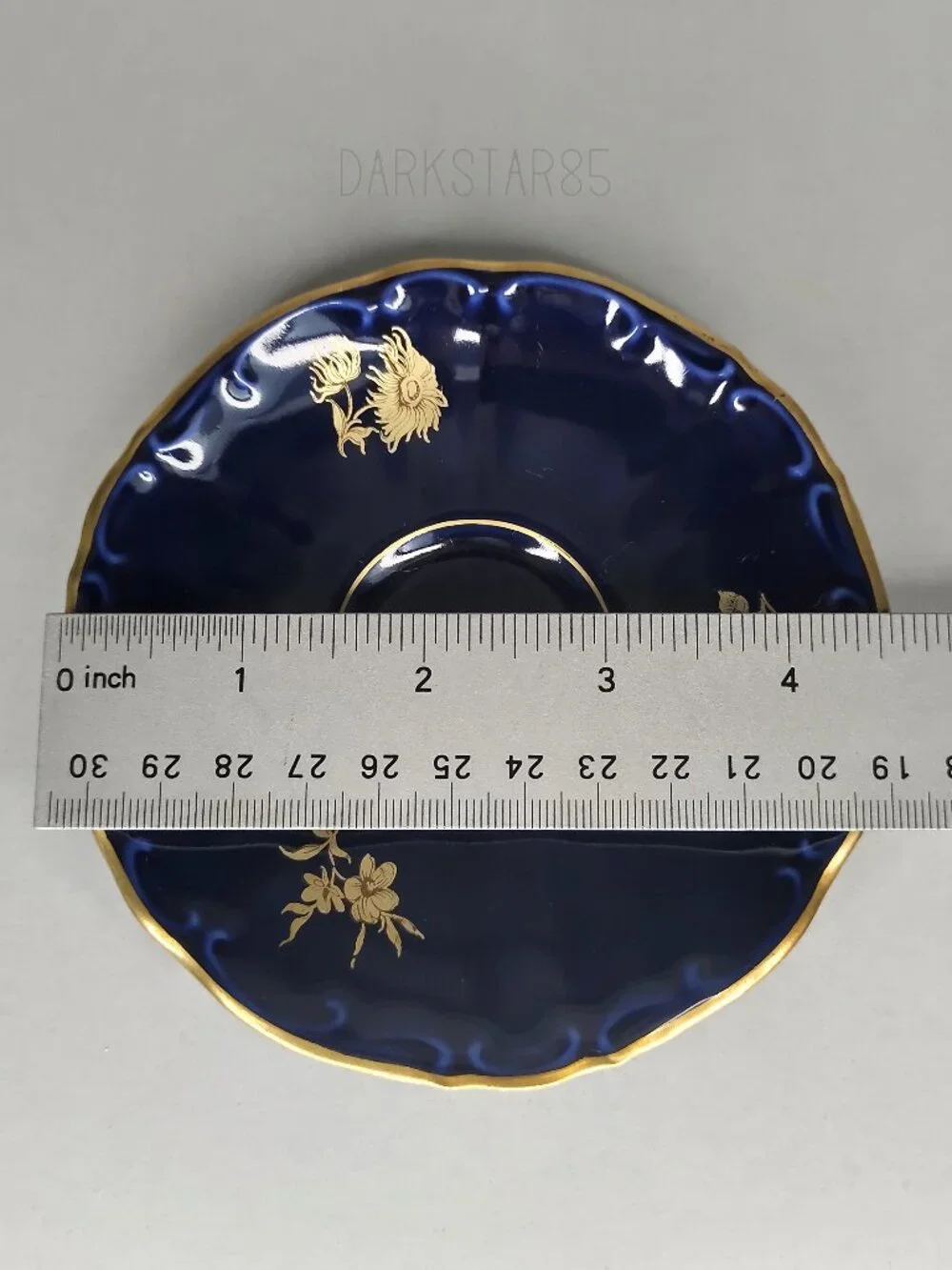 Vintage Bareuther & Co. Waldassen Bavaria Echt Cobalt Floral Teacup and Saucer